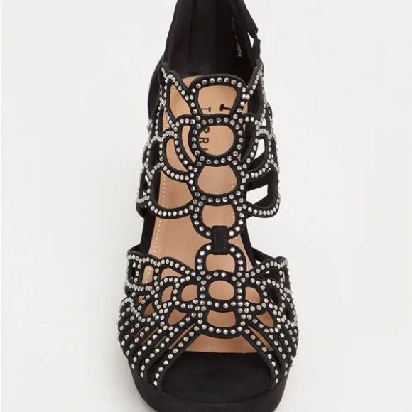 Torrid Black Rhinestone Wedge Sandals - Picture 2 of 4